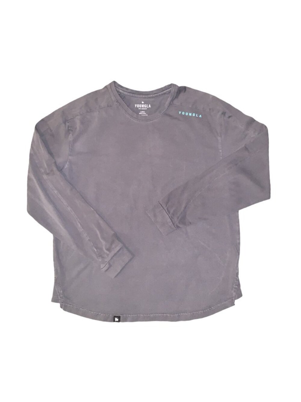 YoungLa Shirt Adult Large Grey Long Sleeve Casual Crewneck Pullover Tee Workout